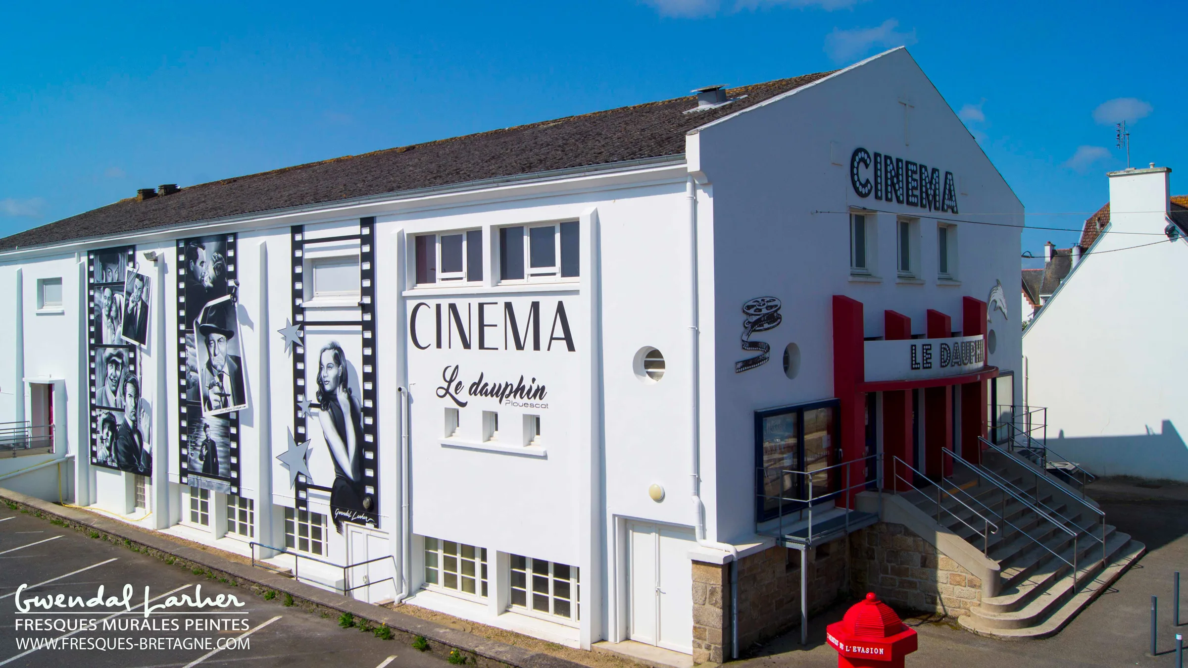 Fresque street art, portraits d'acteurs de cinéma, Plouescat, Finistère